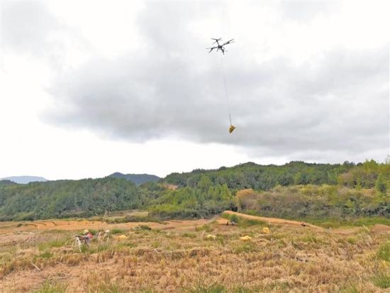 无人机吊运。图片由采访对象提供 无人机吊运。图片由采访对象提供