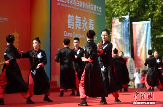 11月24日,2025年永春白鹤拳传承发展大会在福建永春举办。图为广场舞《白鹤起舞在永春》表演。中新社记者 吕明 摄 11月24日,2025年永春白鹤拳传承发展大会在福建永春举办。图为广场舞《白鹤起舞在永春》表演。中新社记者 吕明 摄