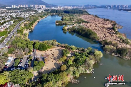1月7日,空中航拍福建省福州市闽侯县湿地公园。(无人机照片)中新社记者 王东明 摄 1月7日,空中航拍福建省福州市闽侯县湿地公园。(无人机照片)中新社记者 王东明 摄