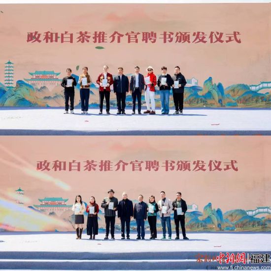 △政和白茶推介官聘书颁发仪式。“说茶” 摄 △政和白茶推介官聘书颁发仪式。“说茶” 摄
