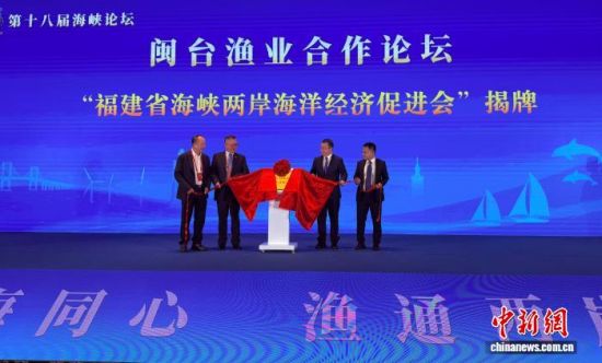 福建省海峡两岸海洋经济促进会在论坛上正式揭牌。陈悦 摄 福建省海峡两岸海洋经济促进会在论坛上正式揭牌。陈悦 摄