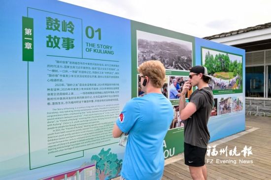 美国青年观看鼓岭故事展陈。 美国青年观看鼓岭故事展陈。
