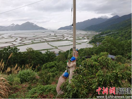 7月10日,国网将乐县供电公司支援人员正在对福安下白石镇低洼配电线路牢固情况排查。 7月10日,国网将乐县供电公司支援人员正在对福安下白石镇低洼配电线路牢固情况排查。