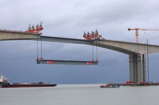 国道G228线福建境内最长跨海大桥东港特大桥顺利合龙。(建设单位供图) 国道G228线福建境内最长跨海大桥东港特大桥顺利合龙。(建设单位供图)