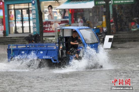 9月3日,福建福州,市民骑车雨中艰难出行。中新社记者 王东明 摄 9月3日,福建福州,市民骑车雨中艰难出行。中新社记者 王东明 摄