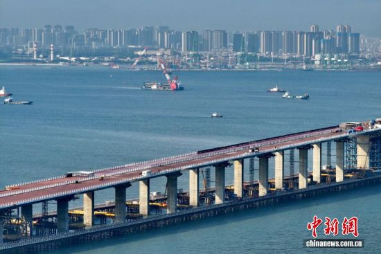 9月6日,航拍正在建设中的厦金大桥(厦门段)。(无人机照片)中新社记者 王东明 摄 9月6日,航拍正在建设中的厦金大桥(厦门段)。(无人机照片)中新社记者 王东明 摄