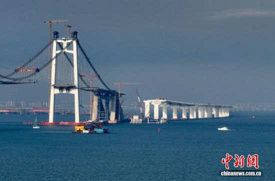 9月6日,航拍正在建设中的厦金大桥(厦门段)。(无人机照片)中新社记者 王东明 摄 9月6日,航拍正在建设中的厦金大桥(厦门段)。(无人机照片)中新社记者 王东明 摄
