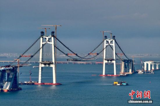 9月6日,航拍正在建设中的厦金大桥(厦门段)。(无人机照片)中新社记者 王东明 摄 9月6日,航拍正在建设中的厦金大桥(厦门段)。(无人机照片)中新社记者 王东明 摄